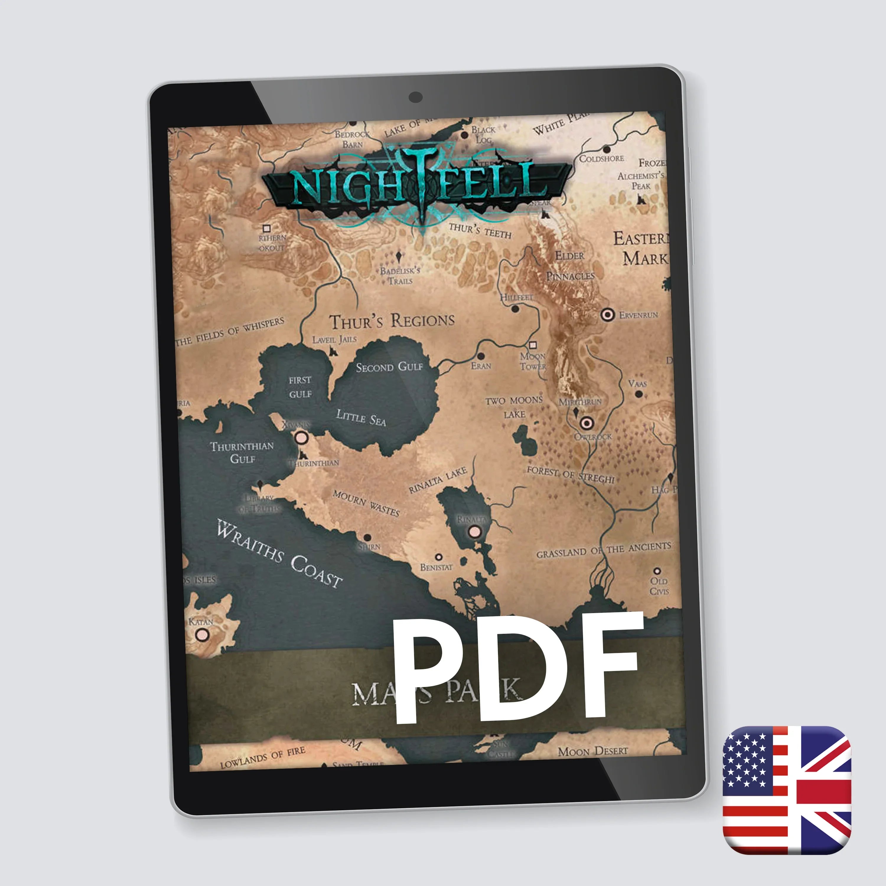 Nightfell Maps Pack PDF cover — VTT maps for horror fantasy 5E
