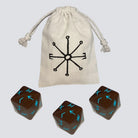 D24 RuneDice Set — three 24-sided Elder Futhark rune dice for Journey to Ragnarok Norse 5E